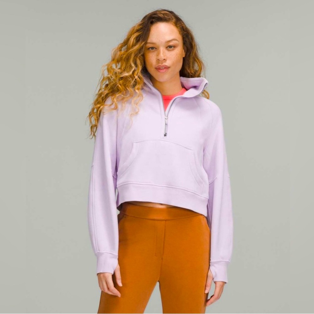 Lululemon Sweats Scuba Oversized Funnel Neck Half-Zip Lavender Dew M/L EUC